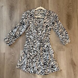Zara Black and White Animal Print Dress